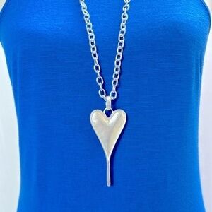 Silver Tone Heart Pendant Chain Necklace, 26-32” Long